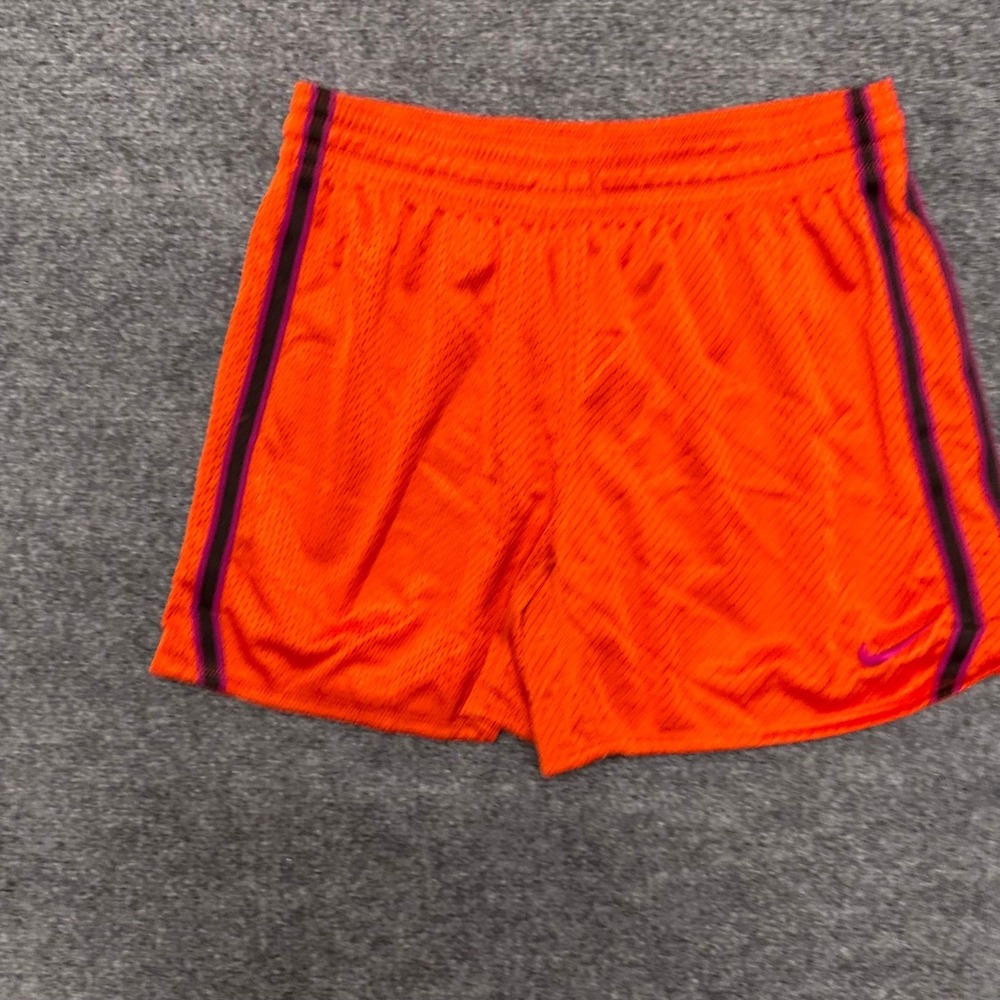 Nike Athletic Shorts Womens Size S Orange Dri-Fit Mesh Striped Running Gym